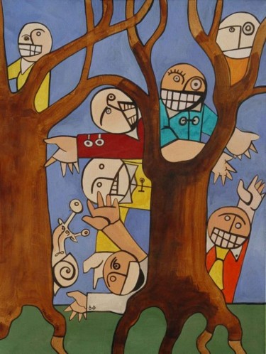 Pintura intitulada "vida na floresta" por Gonçalo Condeixa, Obras de arte originais