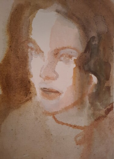 Pittura intitolato "Portrait #3" da Carla Gonçalves, Opera d'arte originale, Acquarello