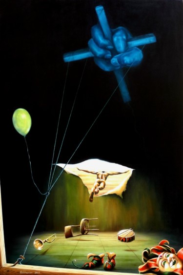 Peinture intitulée ""Побег" (Escape)" par Oleksandr Goncharov, Œuvre d'art originale, Huile