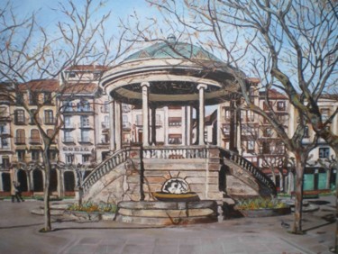Pintura titulada "Plaza del Castillo" por Loly Goñi, Obra de arte original, Oleo