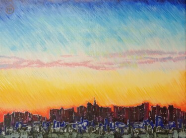 Peinture intitulée "Sunset in Arcadia d…" par Sergei Gontarovskii (Serhii Hontarovskyi), Œuvre d'art originale, Huile Monté…