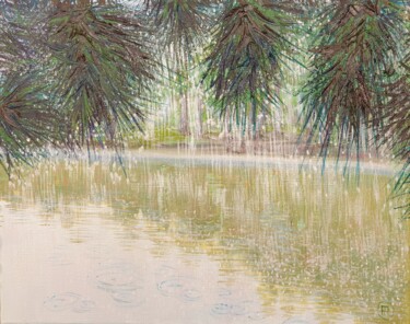 Peinture intitulée "Raindrops in Victor…" par Sergei Gontarovskii (Serhii Hontarovskyi), Œuvre d'art originale, Huile Monté…