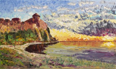 Malerei mit dem Titel "Fortress at dawn (B…" von Sergei Gontarovskii (Serhii Hontarovskyi), Original-Kunstwerk, Öl Auf Keilr…