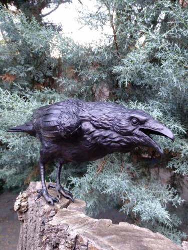 Escultura titulada "Armageddon,Crow 1" por Gonul Nuhoglu, Obra de arte original, Bronce