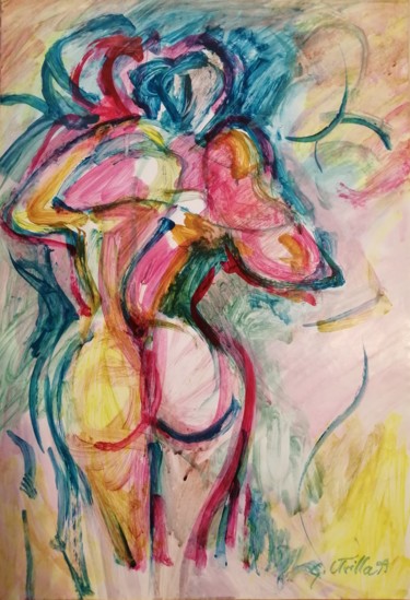 Painting titled "Mujer 1" by Gonzalo Utrilla, Original Artwork, Watercolor
