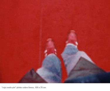Peinture intitulée "rosso milano pixels" par Gonzalo Nicuesa, Œuvre d'art originale