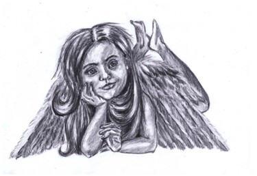 Drawing titled "Angel" by Svetlana Gudilova, Original Artwork, Pastel