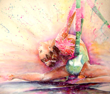 Pittura intitolato "Gymnastic" da Miki De Goodaboom, Opera d'arte originale, Acquarello