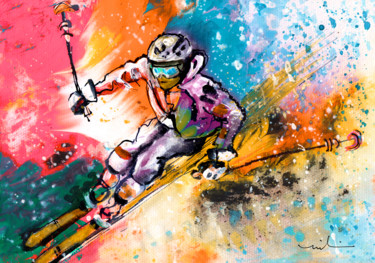 Картина под названием "Skiing 09" - Miki De Goodaboom, Подлинное произведение искусства, Акрил