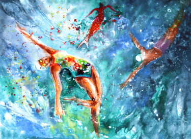 Painting titled "Blood Of The Sirene" by Miki De Goodaboom, Original Artwork, Watercolor