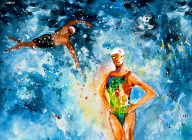 Peinture intitulée "Fighting Back" par Miki De Goodaboom, Œuvre d'art originale, Aquarelle