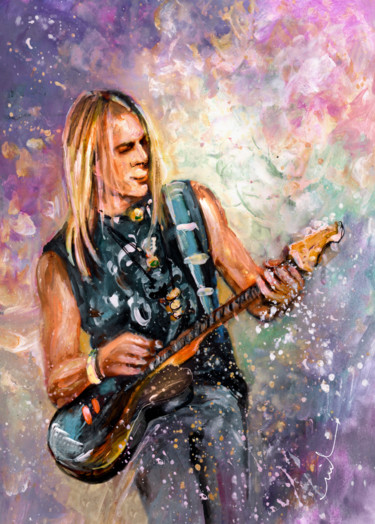 Peinture intitulée "Steve Morse" par Miki De Goodaboom, Œuvre d'art originale, Gouache