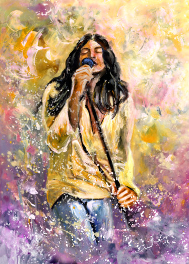 Peinture intitulée "Ian Gillan Then" par Miki De Goodaboom, Œuvre d'art originale, Gouache