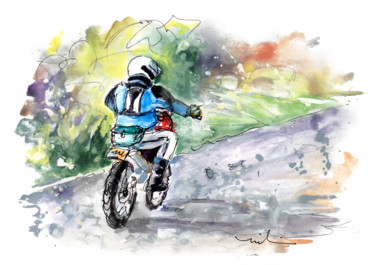 Painting titled "Cross Country On Th…" by Miki De Goodaboom, Original Artwork, Watercolor