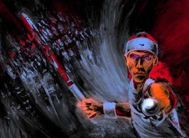 Painting titled "Tennis Game 01" by Miki De Goodaboom, Original Artwork, Acrylic