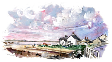 Peinture intitulée "Anglesey Seascape 01" par Miki De Goodaboom, Œuvre d'art originale, Aquarelle