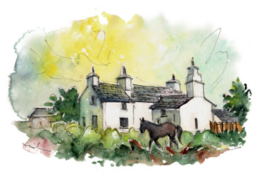 Malerei mit dem Titel "A Horse In Anglesey" von Miki De Goodaboom, Original-Kunstwerk, Aquarell