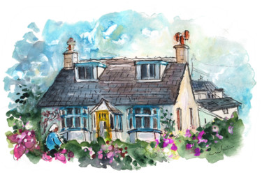 Painting titled "Cottage On Anglesey" by Miki De Goodaboom, Original Artwork, Watercolor
