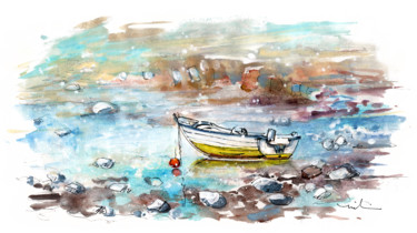 Peinture intitulée "A Boat On Anglesey…" par Miki De Goodaboom, Œuvre d'art originale, Aquarelle