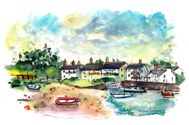 Schilderij getiteld "Cemaes Bay 08" door Miki De Goodaboom, Origineel Kunstwerk, Aquarel