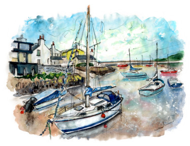 Schilderij getiteld "Cemaes Bay 10" door Miki De Goodaboom, Origineel Kunstwerk, Aquarel