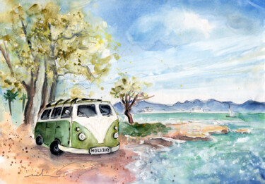 Painting titled "Holiday In Cala Rat…" by Miki De Goodaboom, Original Artwork, Watercolor
