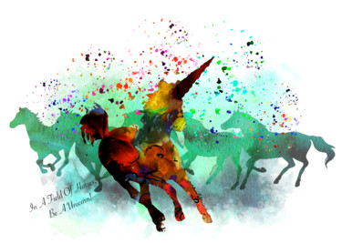Digital Arts titled "Be A Unicorn" by Miki De Goodaboom, Original Artwork, Digital Painting