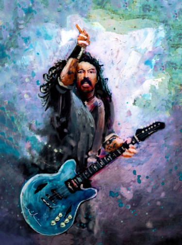 Painting titled "Dave Grohl" by Miki De Goodaboom, Original Artwork, Gouache