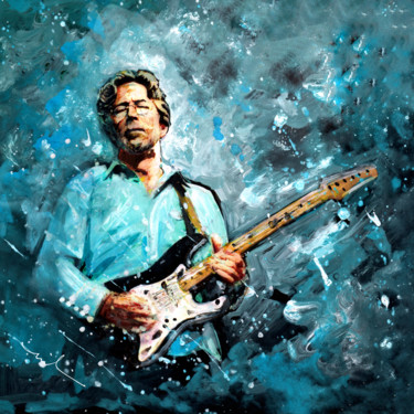 Painting titled "Eric Clapton" by Miki De Goodaboom, Original Artwork, Gouache