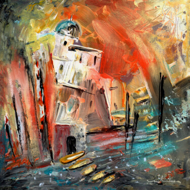 Sunset On The Costa Blanca Pintura intitulada "Sunset On The Costa…" por Miki De Goodaboom, Obras de arte originais, Acrílico