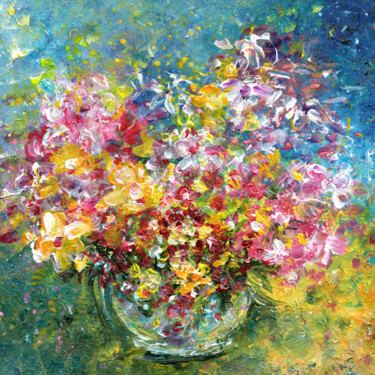 Painting titled "Explosion Of Joy 29" by Miki De Goodaboom, Original Artwork, Acrylic Mounted on Cardboard