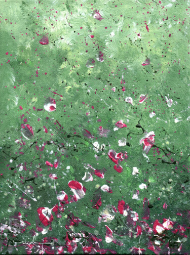 Painting titled "Petal Rain 04" by Miki De Goodaboom, Original Artwork, Acrylic Mounted on Cardboard