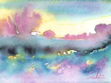 Painting titled "Dawn 27" by Miki De Goodaboom, Original Artwork, Watercolor