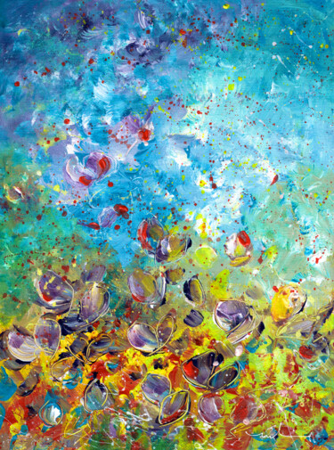 Pittura intitolato "Explosion Of Joy 31" da Miki De Goodaboom, Opera d'arte originale, Acrilico Montato su Cartone