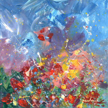 Картина под названием "Explosion Of Joy 35" - Miki De Goodaboom, Подлинное произведение искусства, Акрил Установлен на картон