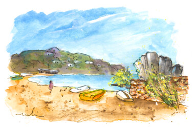 Painting titled "Cala De Sant Vicent…" by Miki De Goodaboom, Original Artwork, Watercolor