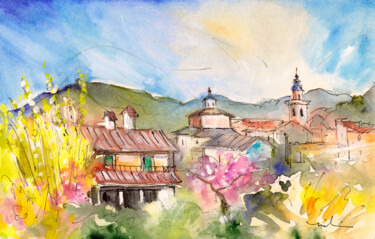 Malerei mit dem Titel "Valldemossa 01" von Miki De Goodaboom, Original-Kunstwerk, Aquarell