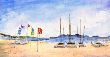 Painting titled "Port De Pollenca 02" by Miki De Goodaboom, Original Artwork, Watercolor