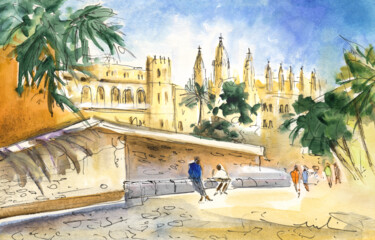 Картина под названием "Palma De Mallorca C…" - Miki De Goodaboom, Подлинное произведение искусства, Акварель