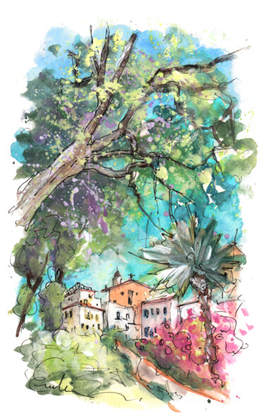 Painting titled "Ibiza Town 07" by Miki De Goodaboom, Original Artwork, Watercolor