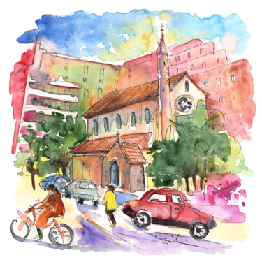 Painting titled "Church In Palermo" by Miki De Goodaboom, Original Artwork, Watercolor