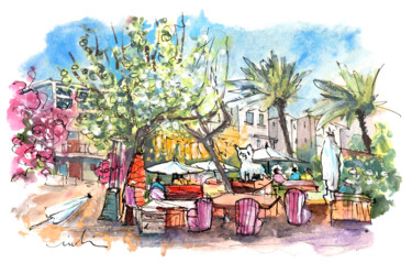 Painting titled "Ibiza Town 10" by Miki De Goodaboom, Original Artwork, Watercolor
