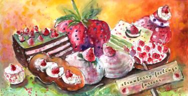 Pintura intitulada "Strawberry Feelings…" por Miki De Goodaboom, Obras de arte originais, Aquarela