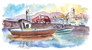 Ζωγραφική με τίτλο "Trapani Harbour" από Miki De Goodaboom, Αυθεντικά έργα τέχνης, Ακουαρέλα