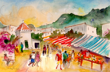 Malerei mit dem Titel "Frigiliana Market 02" von Miki De Goodaboom, Original-Kunstwerk, Aquarell