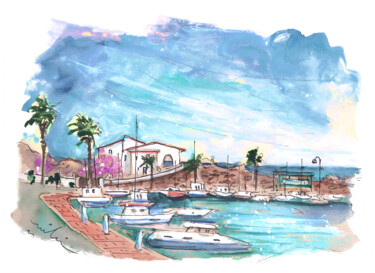 Painting titled "Villaricos Harbour" by Miki De Goodaboom, Original Artwork, Watercolor