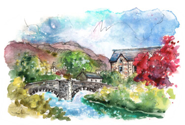 Peinture intitulée "Beddgelert In Snowd…" par Miki De Goodaboom, Œuvre d'art originale, Aquarelle