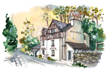 Painting titled "The Braich Goch Inn…" by Miki De Goodaboom, Original Artwork, Watercolor