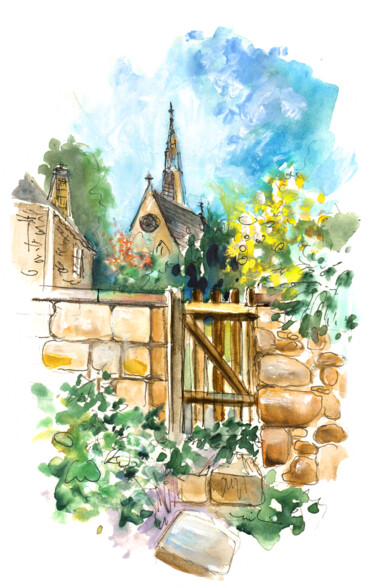 Painting titled "Gate To Great Ayton" by Miki De Goodaboom, Original Artwork, Watercolor