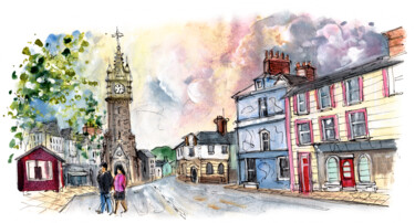 Painting titled "Machynlleth 03" by Miki De Goodaboom, Original Artwork, Watercolor